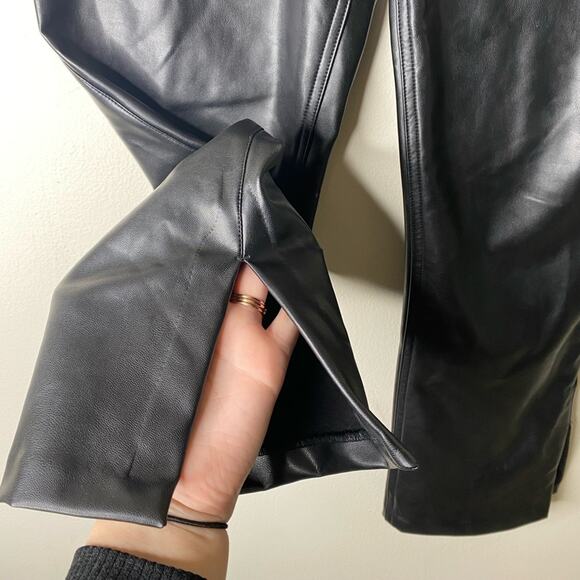 Abercrombie Split Hem Curve Love Vegan Leather 90s Straight Pants size 27/4 - Picture 5 of 7